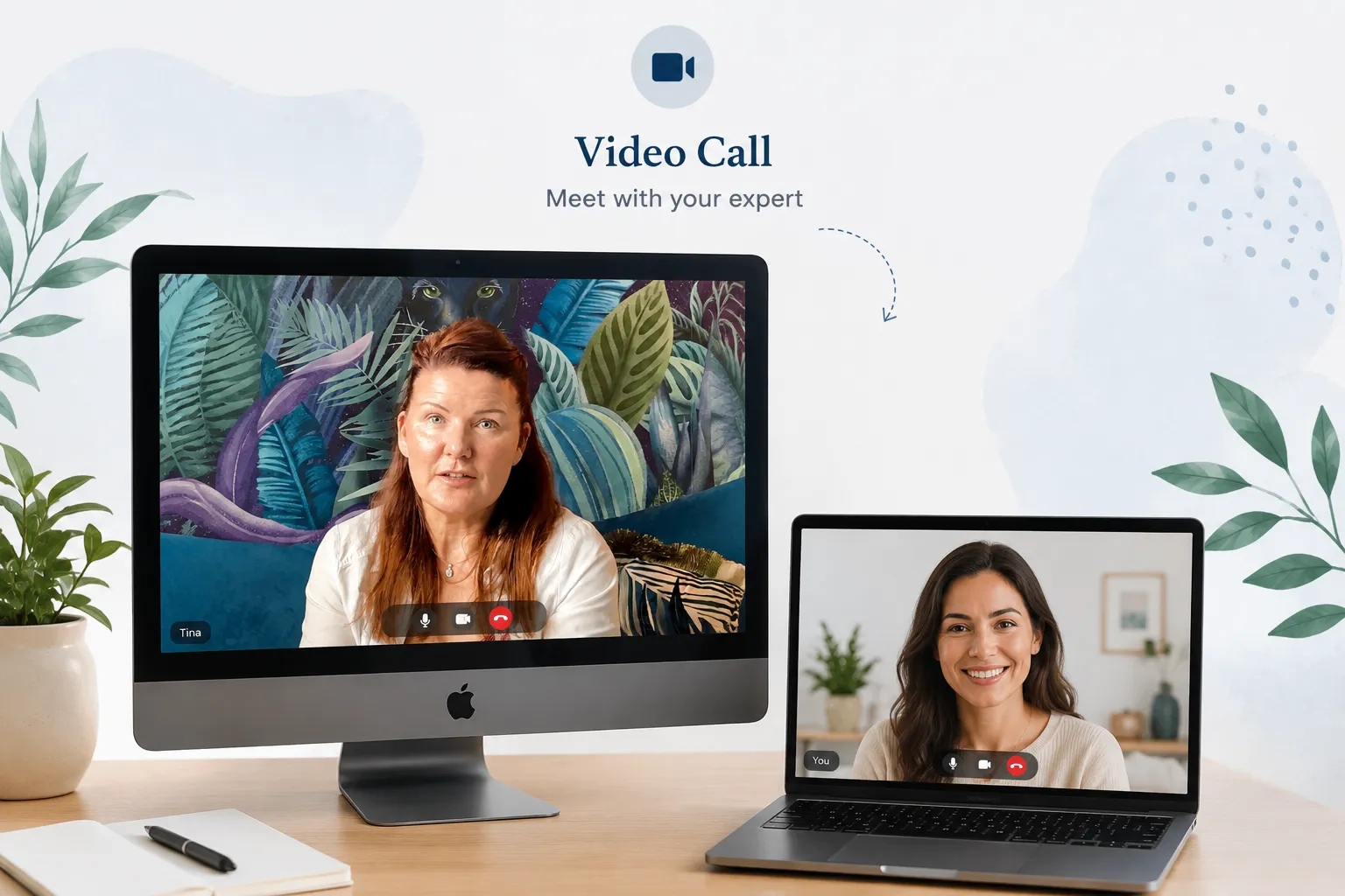 An online NeuroFX assessment: a one-to-one video call between Tina and a patient.